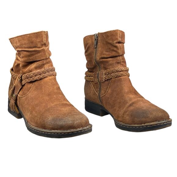 Born Women's Oueva Brown Suede Distressed Ankle Boot Size US 7 - Picture 5 of 10
